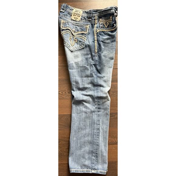 Men's Rock Revival Joshua Relaxed Fit Straight Denim Blue Jeans Sz 36X 30 - Picture 1 of 16